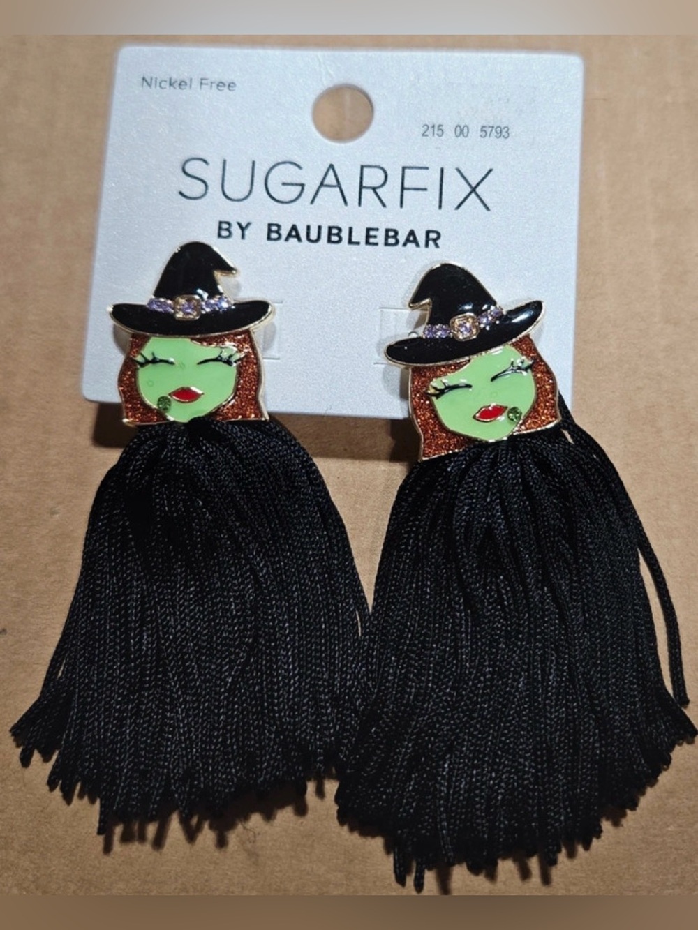BAUBLEBAR Halloween Wicked Witch w/Dancing Fringe Cape Dangling Earrings NEW NWT